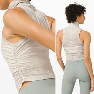 Lululemon See the Horizon Tank Small Dune Women's Turtleneck Crop Top Cropped‎